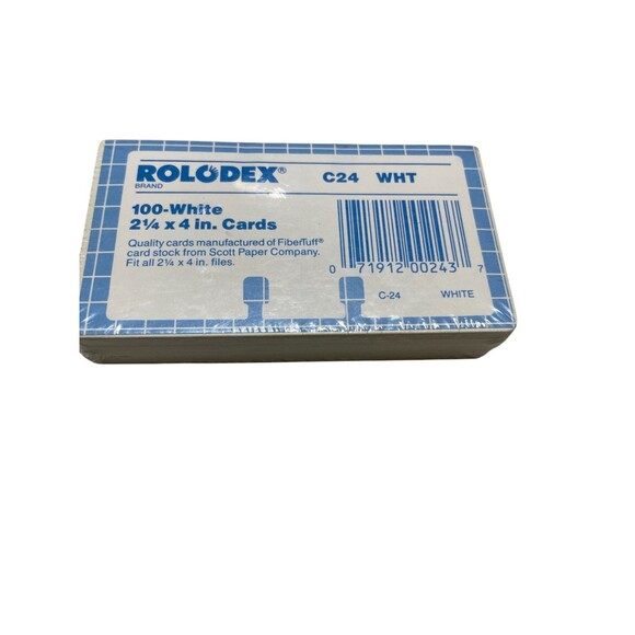 Rolodex Cards New in Package 100 Cards 2 1/4 x 4 - Picture 1 of 2